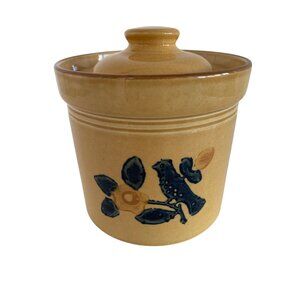 VTG Bird Pfaltzgraff Village Small Yellow Crock Lid 5" x 5" Farmhouse 1 quart